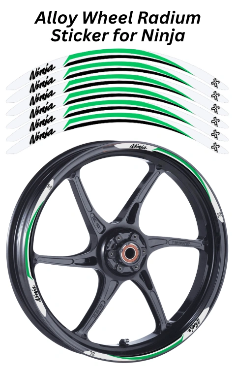 Alloy Wheel Radium Sticker Compatible with Ninja | Made in Premium Radium with FPF (Fade Protection Film), Waterproof, Precut Sticker, Pack Of 12
